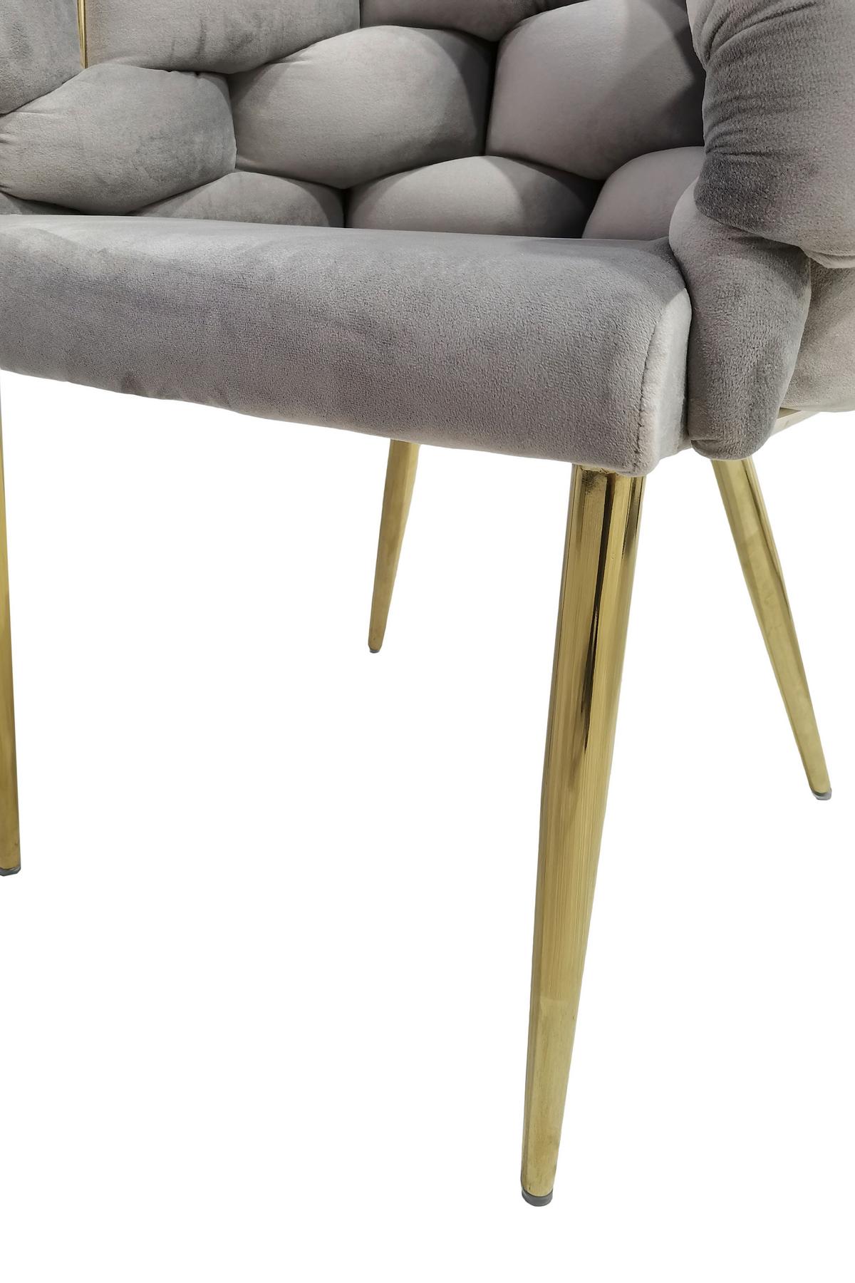 Sada stoličiek s podrúčkami 2ks/sada - sivohnedá/zlatá, Modern, kov/textil (65/79/61cm) - MID.YOU