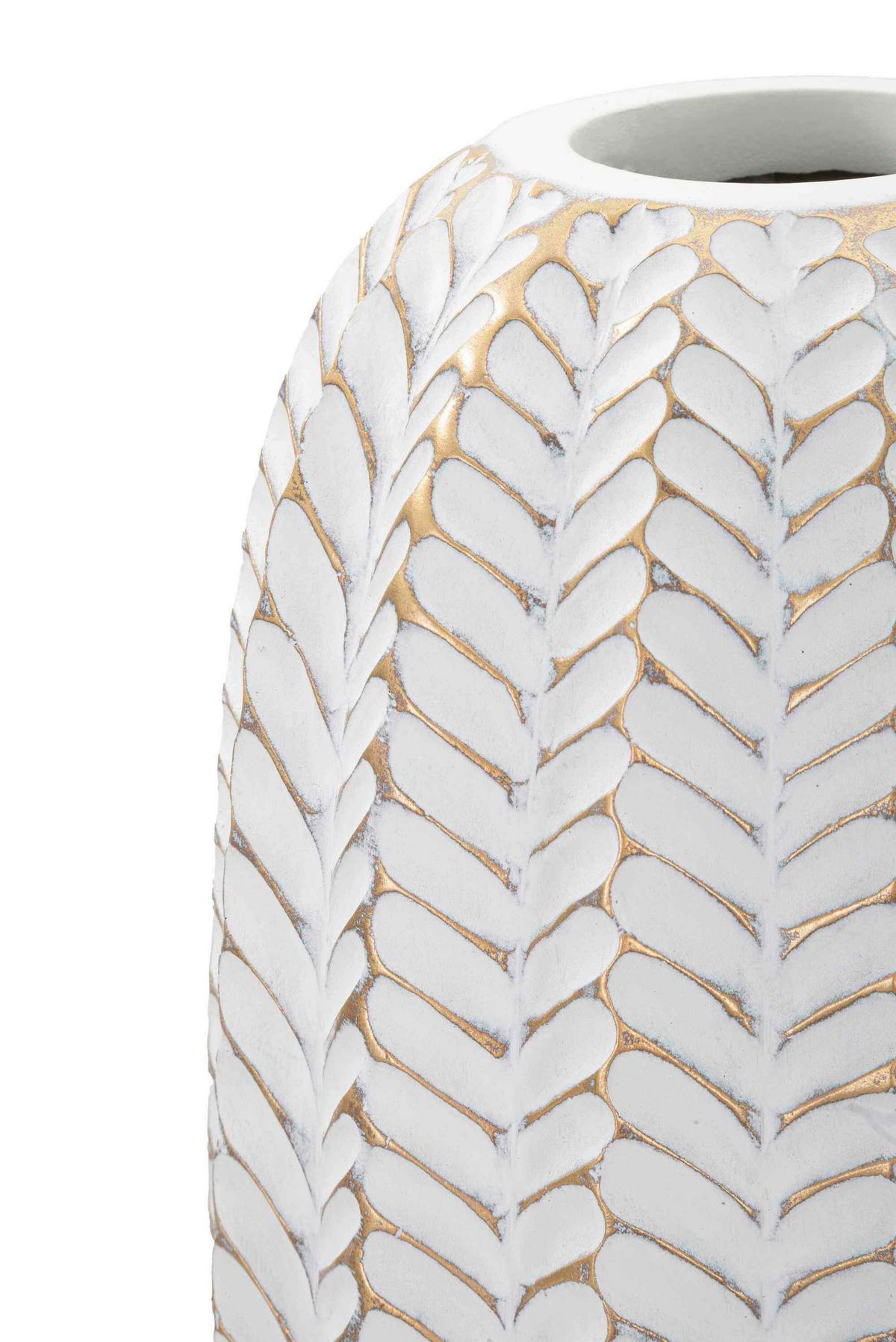 Vase Resina Leaf Weiß, Goldfarben B: 20 Cm - Goldfarben/Weiß, Basics, Kunststoff (20/67/20  cm)