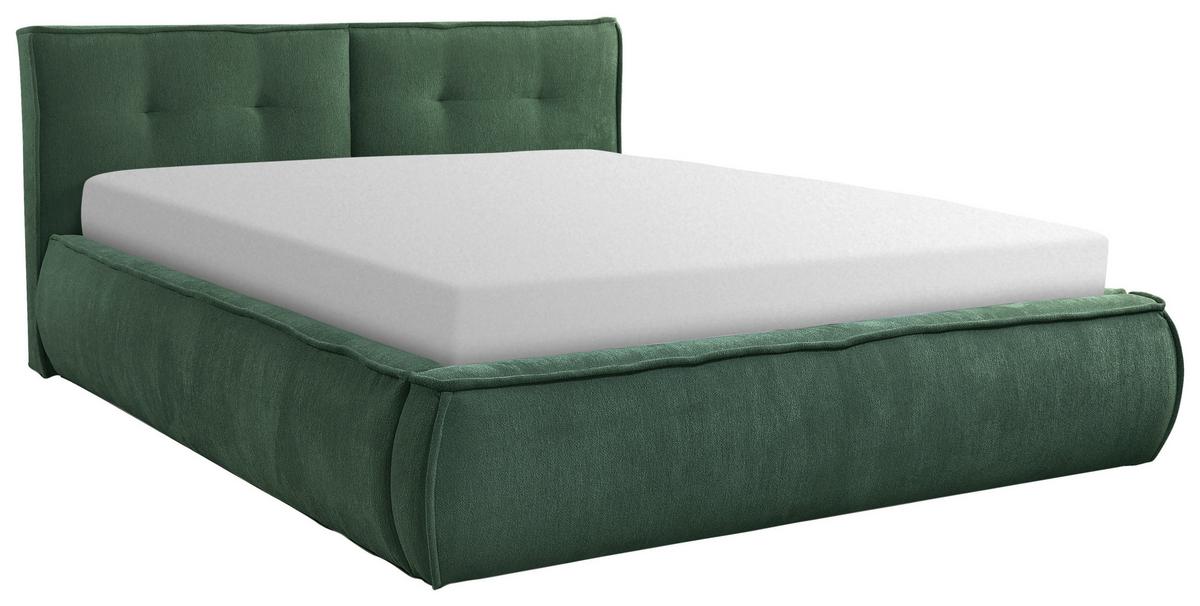 Polsterbett mit Lattenrost Lacjo Grün 180x200 cm - Beige/Schwarz, LIFESTYLE, Holz/Holzwerkstoff (180/200cm) - Livetastic