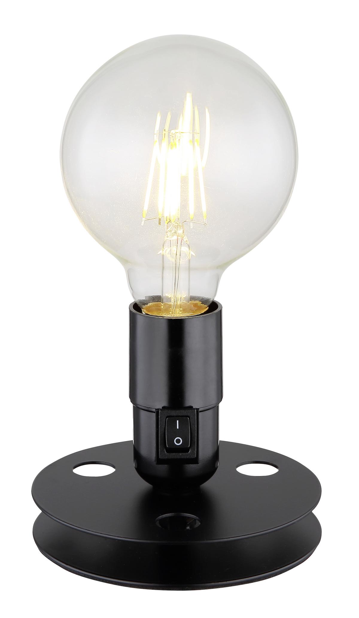 Tischlampe Schwarz Mit Schalter - Schwarz, KONVENTIONELL, Metall (12/9cm) - Globo