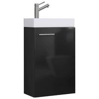 Badmöbel-Set Gäste WC 2-Tlg. Slito B: 40,5 cm Schwarz - Schwarz/Weiß, MODERN, Keramik/Holzwerkstoff (40,5cm) - MID.YOU