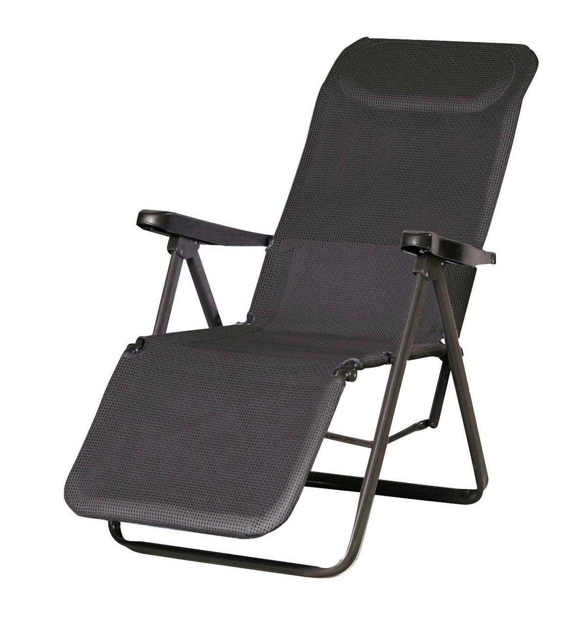 Relaxliege Lugano – Relaxliege - Anthrazit/Schwarz, Basics, Textil/Metall (65/114/85cm)