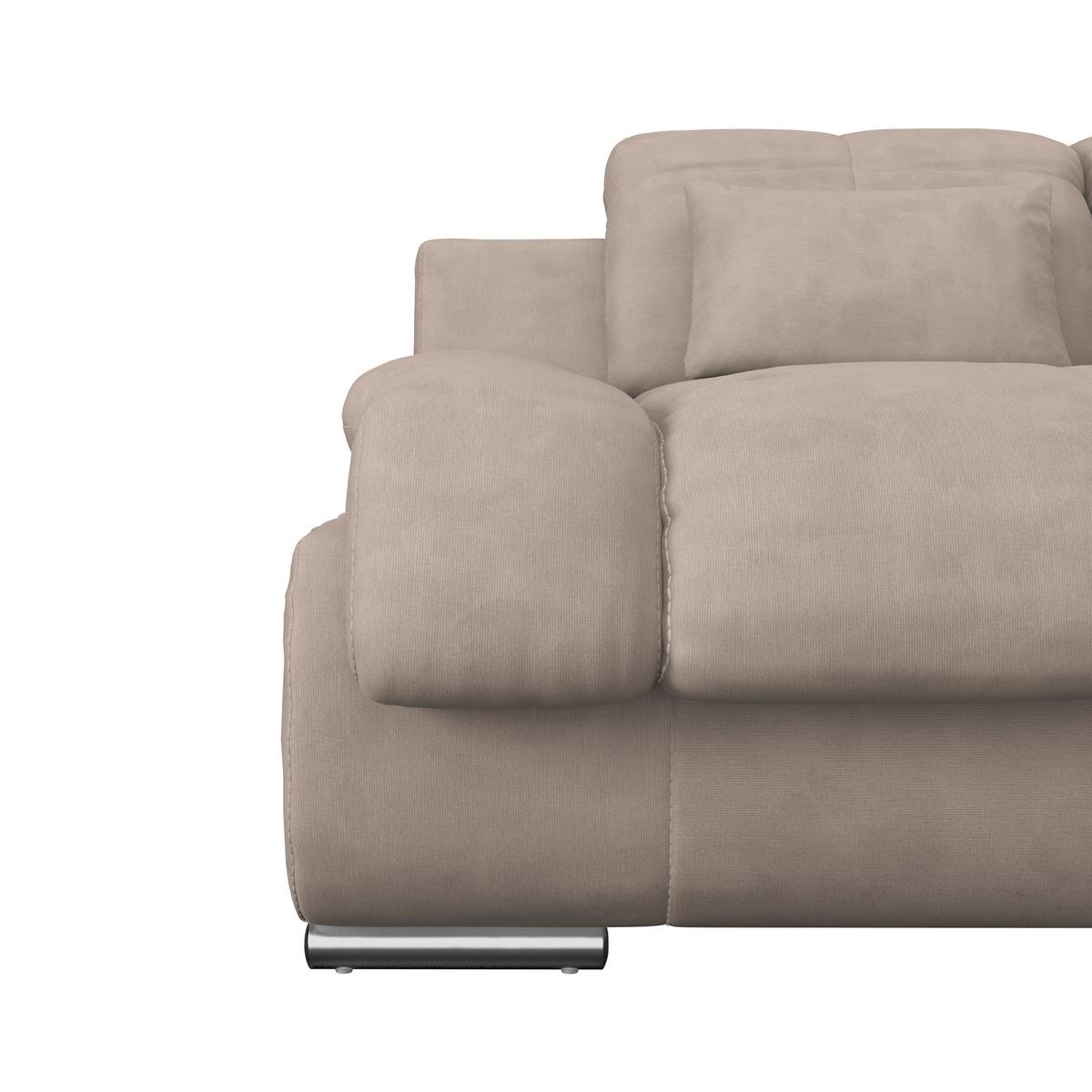 Wohnlandschaft Multi Mit Schlaffunktion Beige - Chromfarben/Dunkelgrau, MODERN, Textil (184/345/228cm) - Luca Bessoni