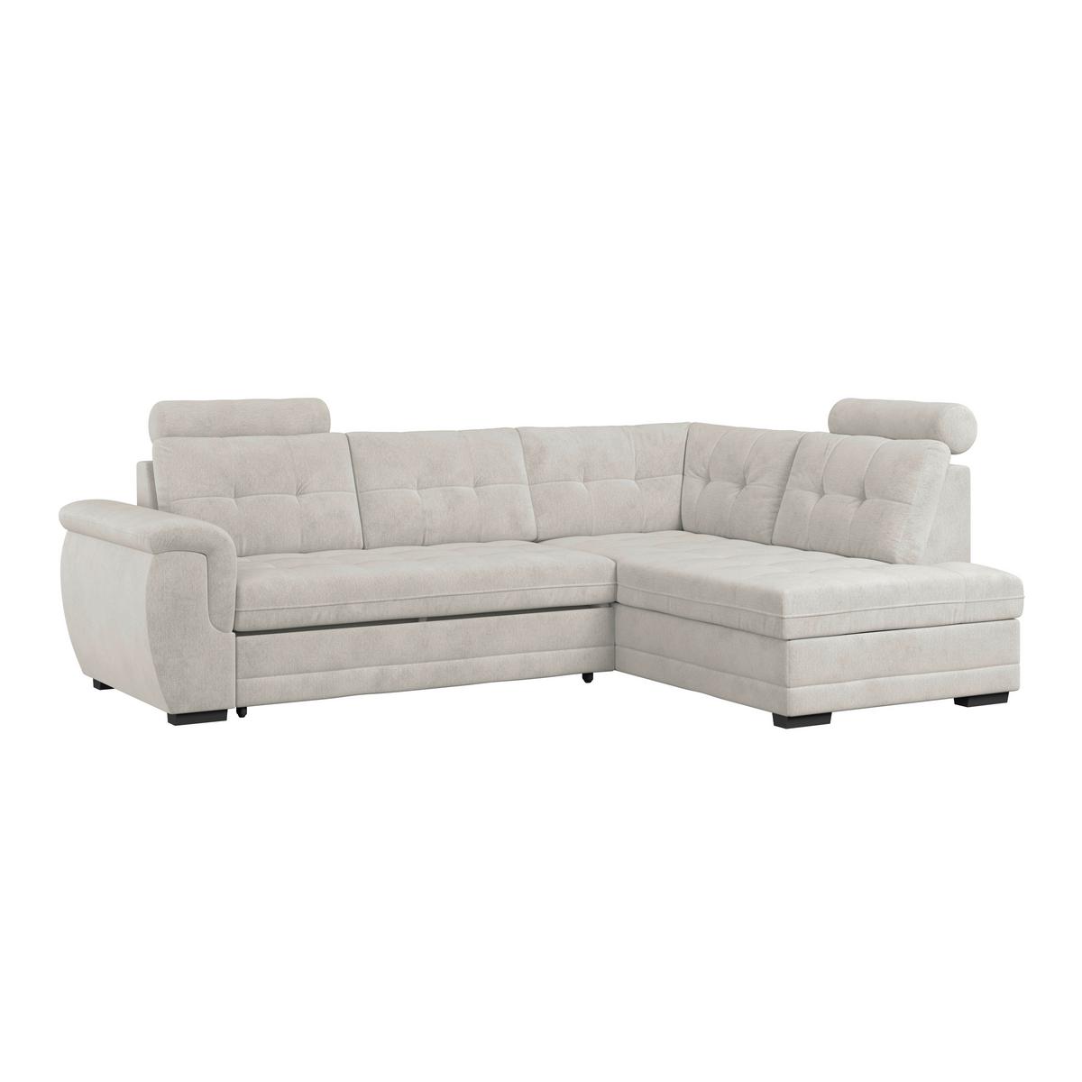 Ecksofa mit Schlaffunktion Falco new Beige 251x183 cm - Beige/Schwarz, KONVENTIONELL, Textil (251/183cm) - Ondega