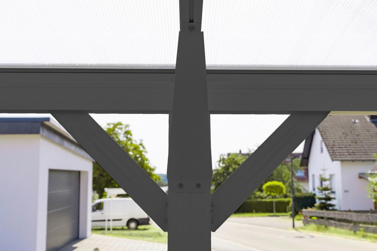 Carport Carport Rundbogen 17 M² - Anthrazit, Basics, Kunststoff/Metall (300/220/576cm)