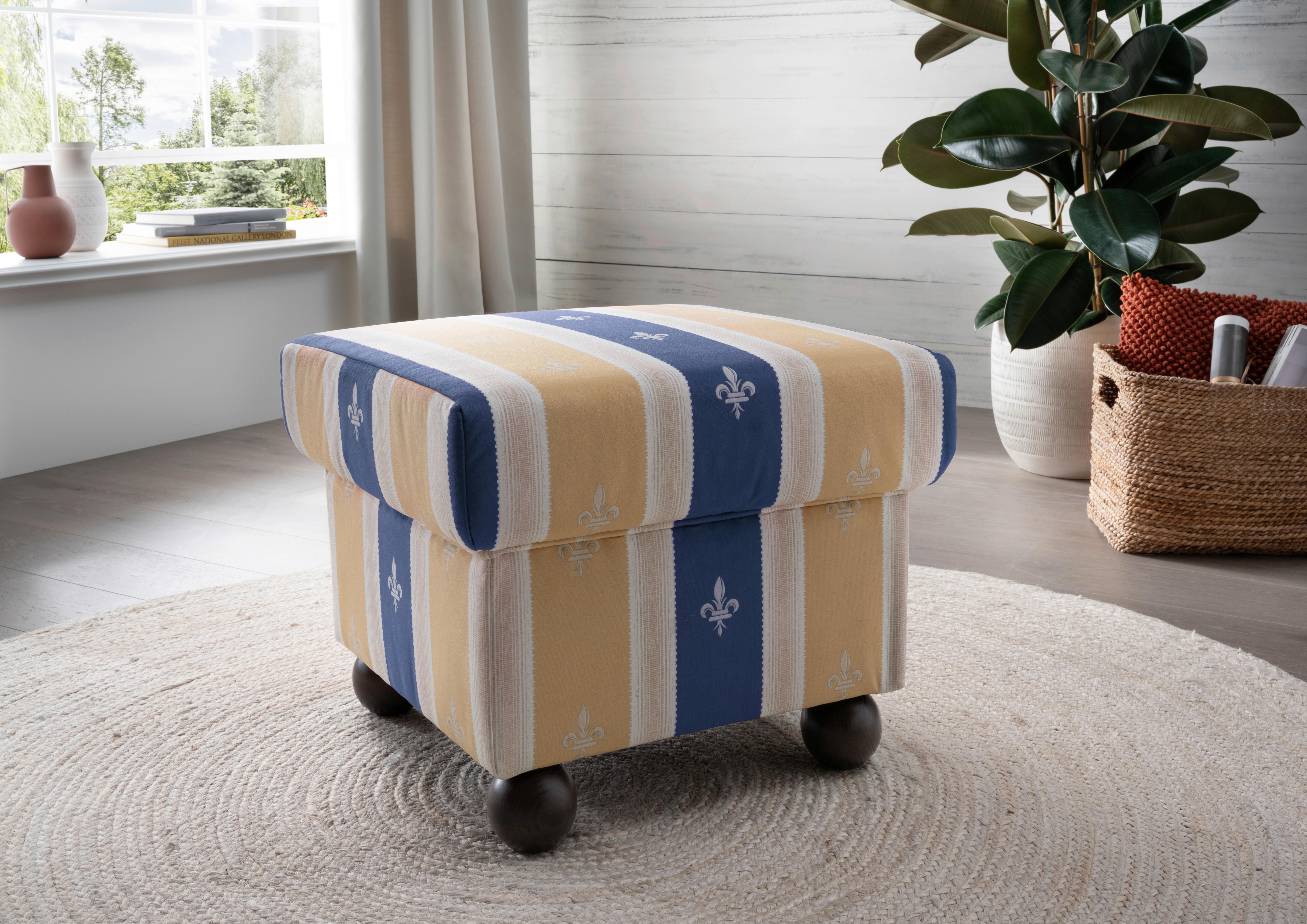 Hocker Torello Blau B: 56 cm - Wengefarben/Blau, KONVENTIONELL, Textil (56/46/56cm) - Livetastic