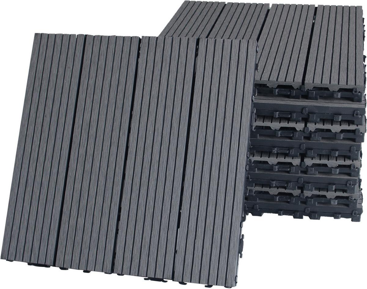 TERRASSENFLIESE NOAH 9ER-SET - Anthrazit, Basics, Holzwerkstoff/Kunststoff (30/30/2,2cm) - Beldano