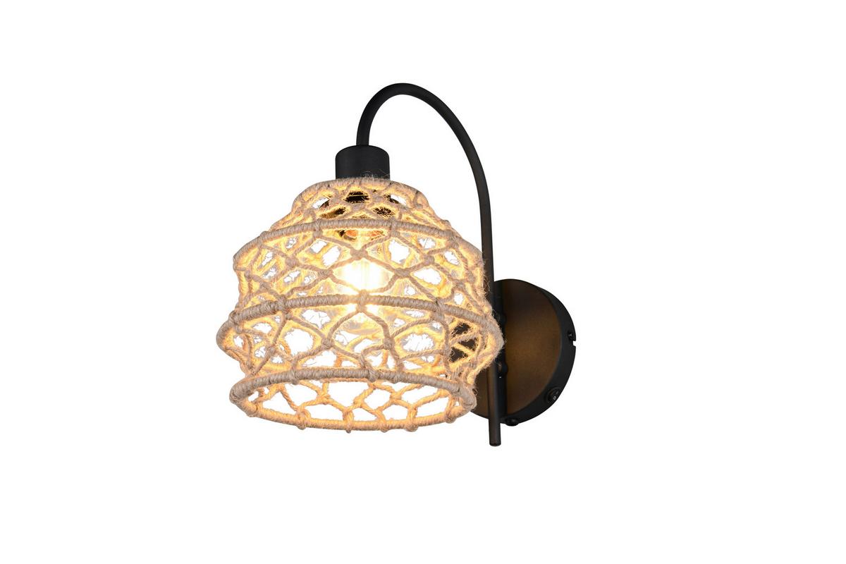 Wandleuchte Hive Naturfarben Schwarz L: 30,5 cm - Schwarz/Naturfarben, Natur, Textil/Metall (30,5/32/20cm)