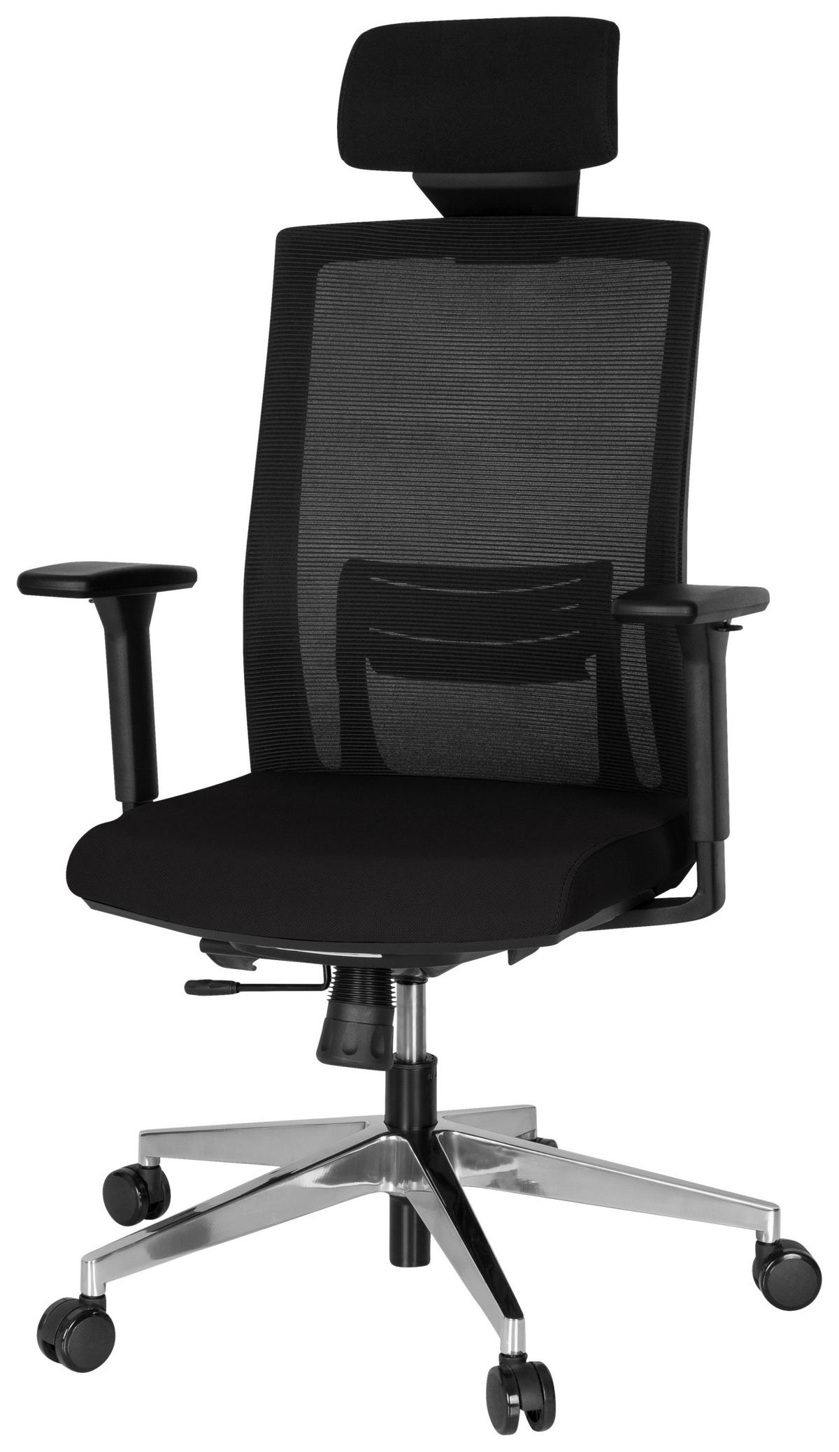 Drehstuhl Captiva Armstützen Schwarz Bis 120kg - Alufarben/Schwarz, MODERN, Kunststoff/Textil (68/131/63cm) - MID.YOU