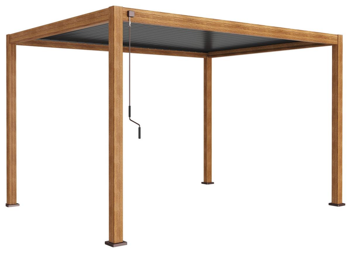 PERGOLA DELUXE 400X300CM HOLZOPTIK - Anthrazit/Braun, MODERN, Metall (400/250/300cm) - Gardenson