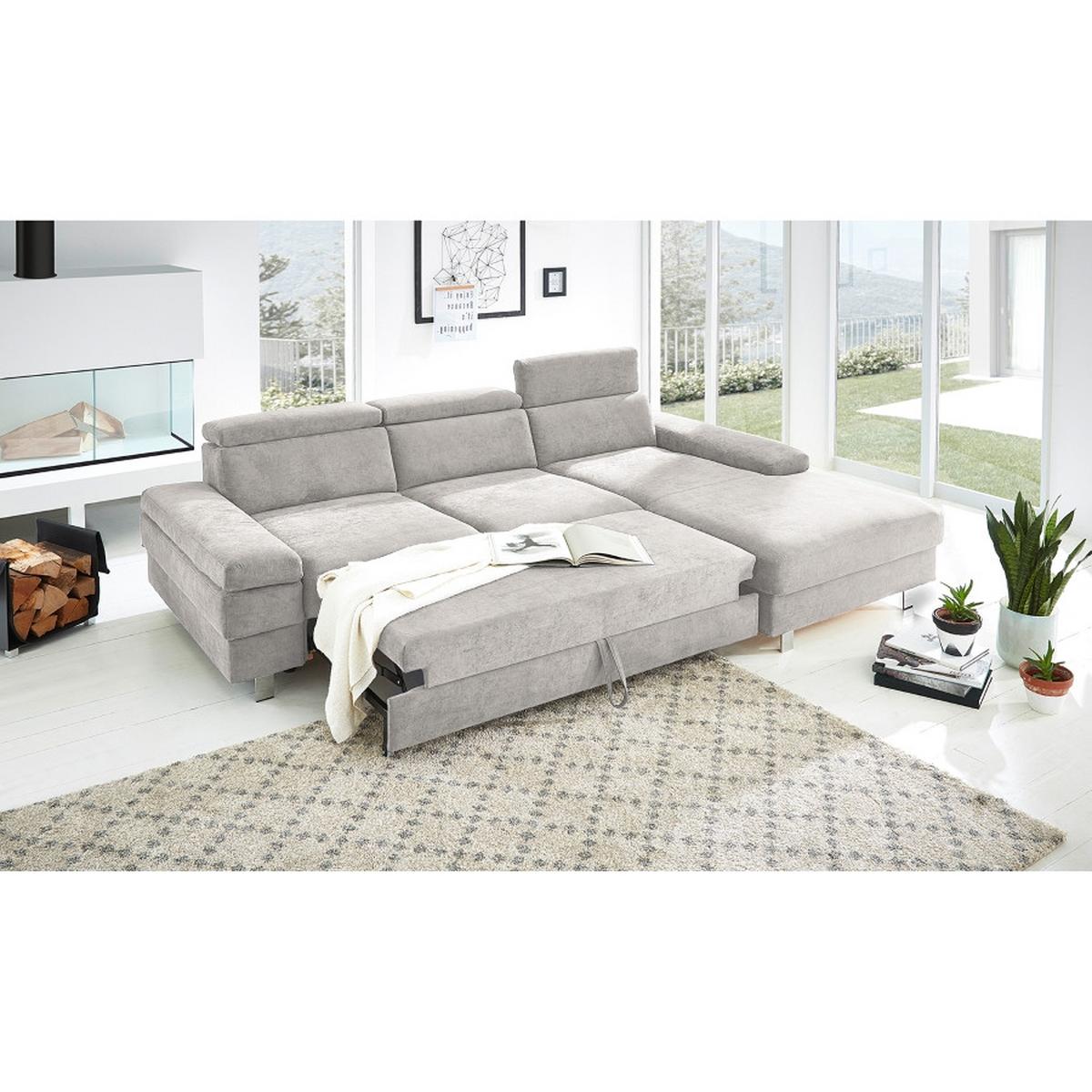 Ecksofa Elvis Silberfarben S: 259x182 Cm - Silberfarben, KONVENTIONELL, Textil (259/182cm) - Trendmanufaktur