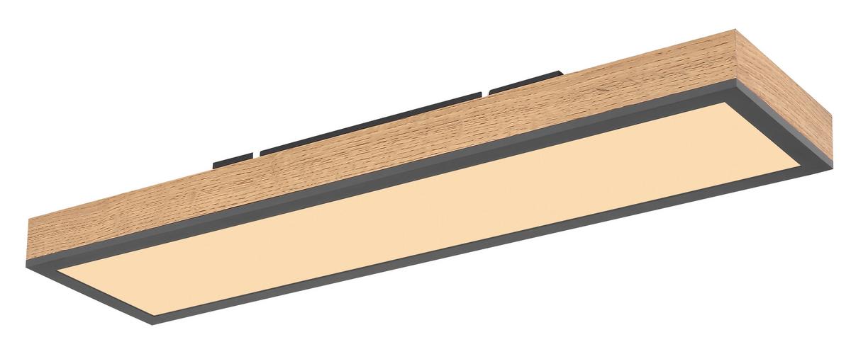 Led-deckenleuchte Doro L: 120 Cm - Opal/Graphitfarben, Basics, Kunststoff/Metall (120/30/6,5cm) - Globo