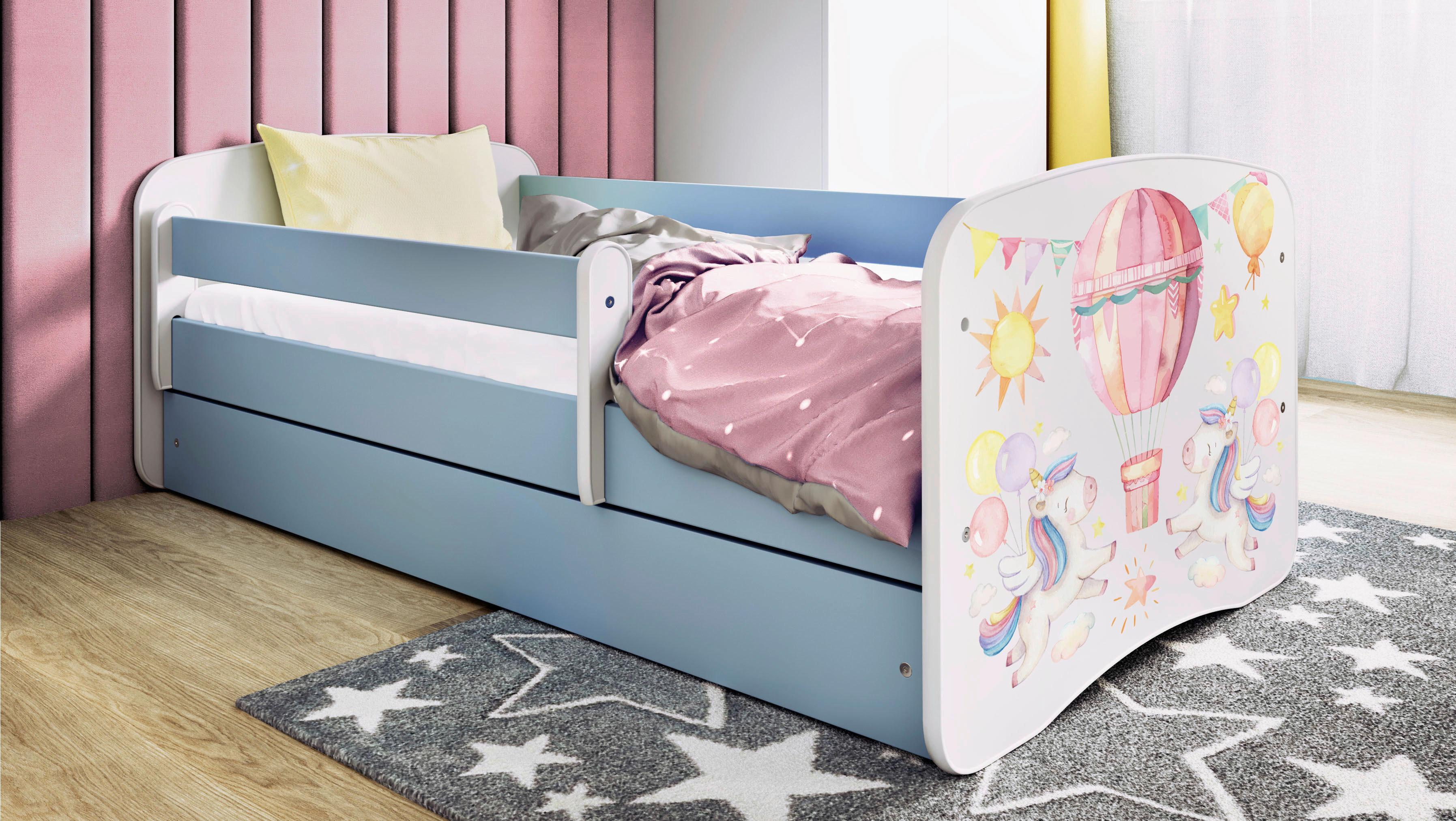 Kinder-/Juniorbett Babydreams Inkl. Matratze 80x160 - Blau/Birkefarben, MODERN, Holz/Holzwerkstoff (80/160cm) - MID.YOU