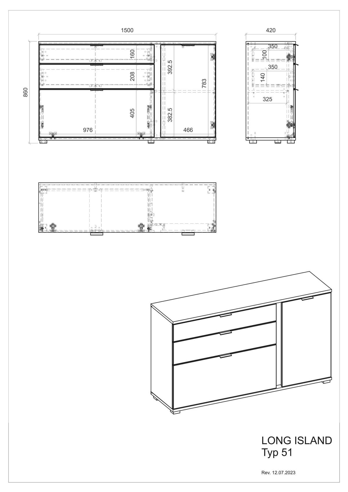 Sideboard Long Island Weiß/eiche Wotan B: 150 Cm - Silberfarben/Eiche Wotan, Design, Holzwerkstoff (150/86/42cm) - MID.YOU