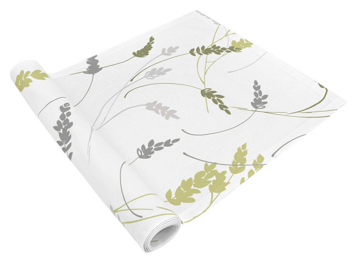 Tischläufer Lilly Grau/grün Mit Gräser-Motiv, 150x40 Cm - Grau/Grün, MODERN, Textil (40/150cm) - Luca Bessoni