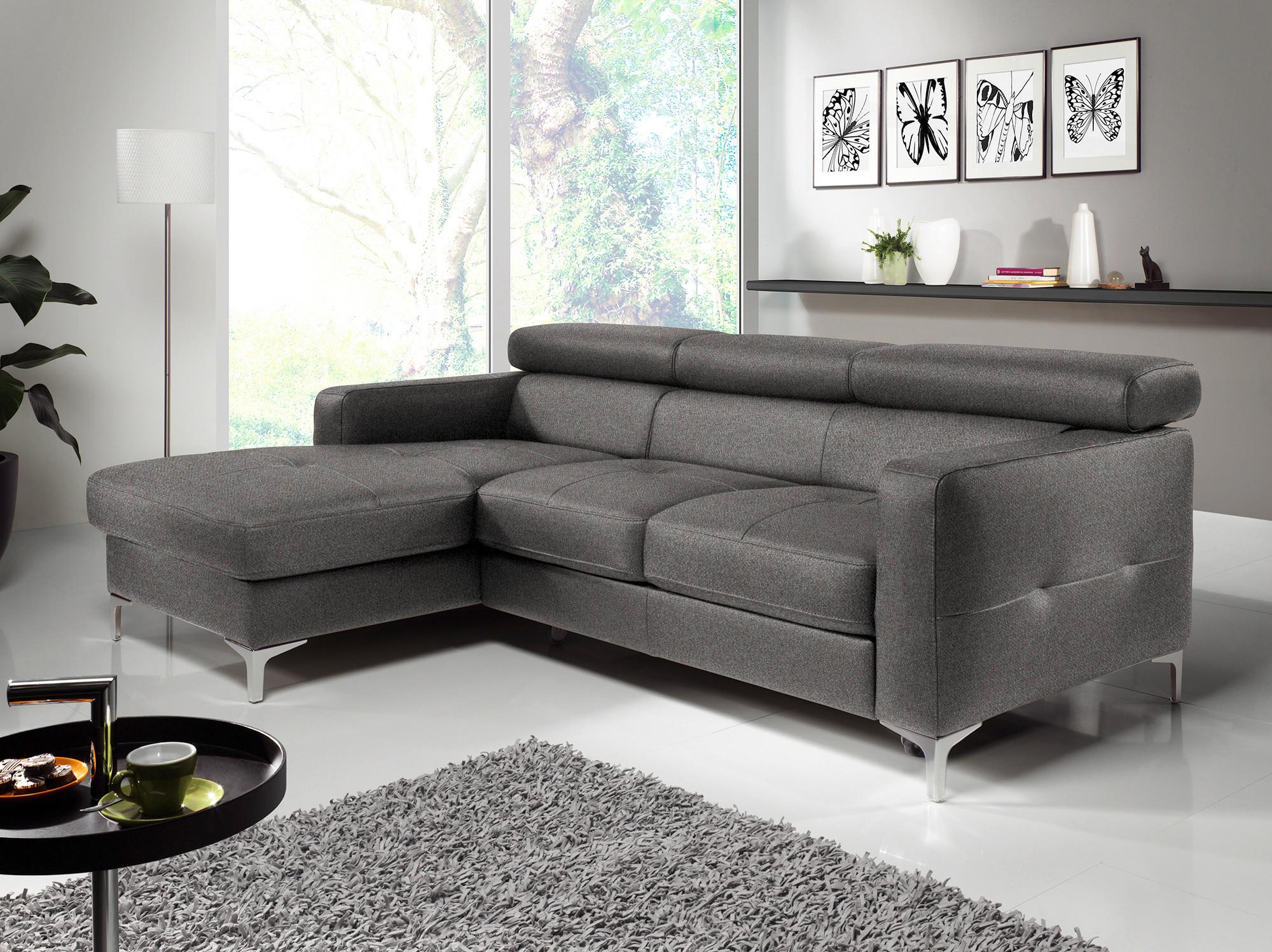 Ecksofa Sammy Graubraun - Chromfarben/Graubraun, Design, Textil (169/226cm) - Livetastic