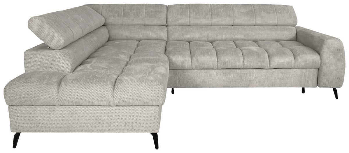 Ecksofa Volf Links New Hellgr. mit Schlaffunktion, 203x261 cm - Hellgrau/Schwarz, Trend, Textil (203/261cm)