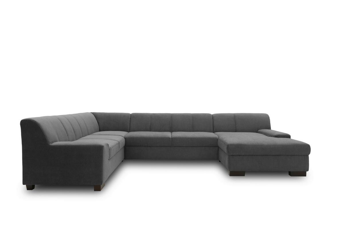 Wohnlandschaft Norma Anthrazit Webstoff - Wengefarben/Anthrazit, Design, Textil (212/328/153cm) - MID.YOU