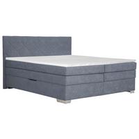 Boxspring postel JOHANA 160x200, šedě modrá - modrá/barvy stříbra, Konvenční, dřevo (160/200cm)