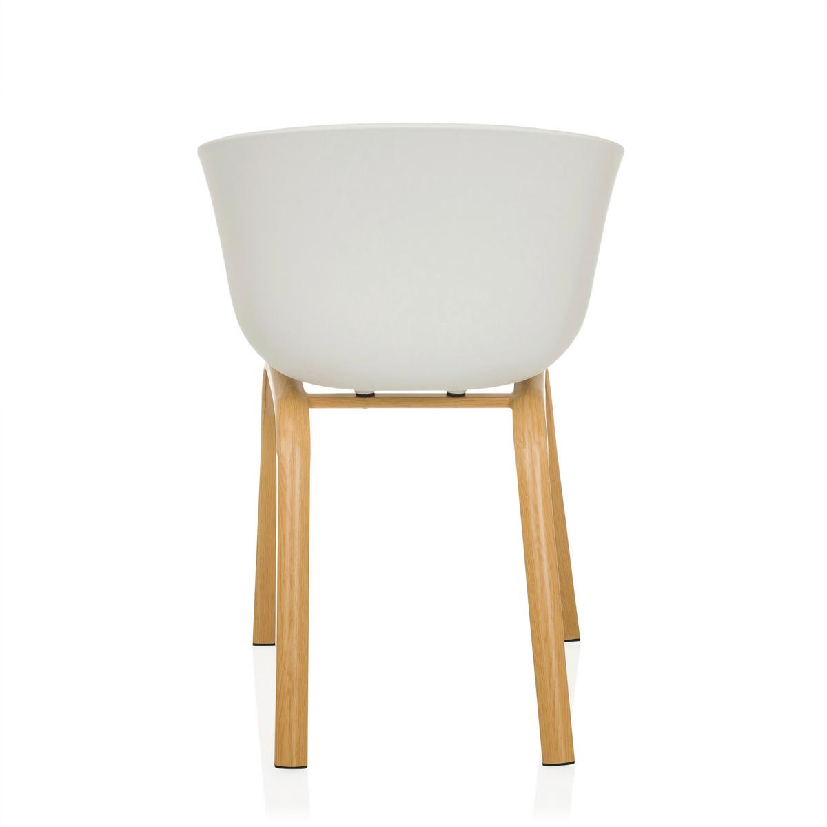 Armlehnstuhl Oslo W Weiß B: 54 cm - Hellbraun/Weiß, MODERN, Kunststoff/Metall (54/78/56cm) - MID.YOU