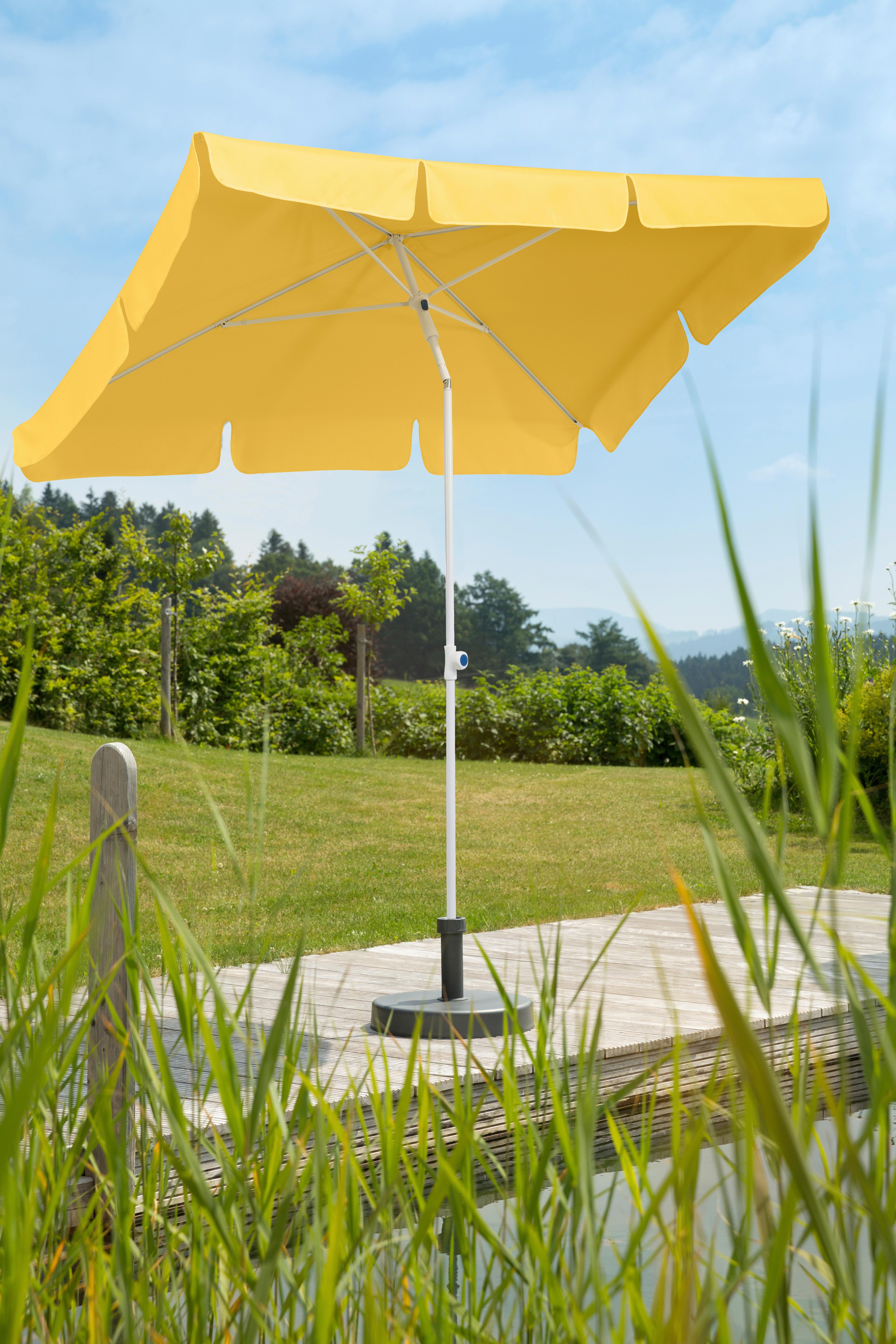 Sonnenschirm 120x225x180 Cm Gelb - Gelb/Weiß, Basics, Textil/Metall (120/225/180cm) - Schneider
