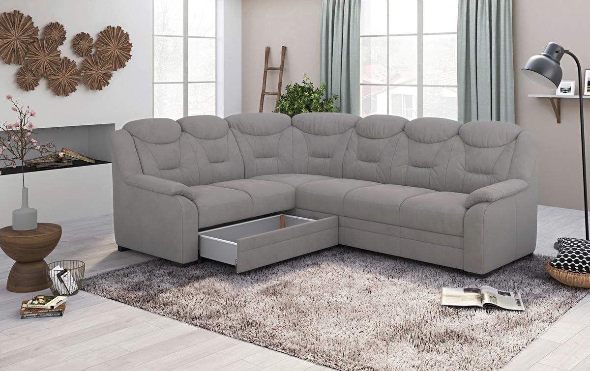 Ecksofa Marcus - Hellgrau/Schwarz, Basics, Textil (211/263cm) - MID.YOU