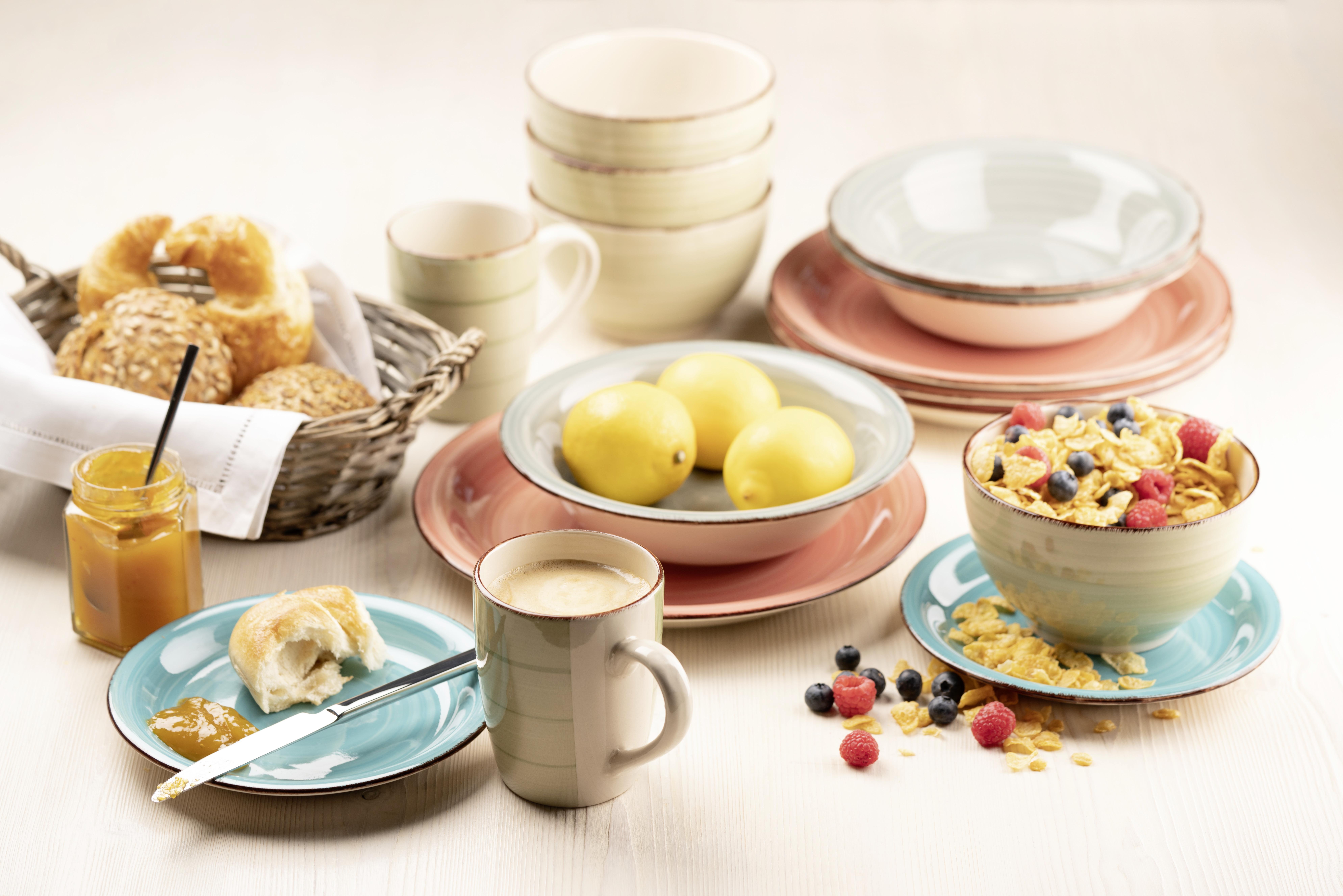 Frühstücksset Dunkelblau Lumaca Für 6 Personen, 18tlg. - Dunkelblau, Basics, Keramik - Mäser