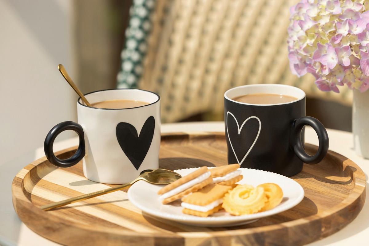 Kávésbögre Lamia Kb. 290ml - fekete/fehér, Basics, kerámia (8/8cm) - Ondega