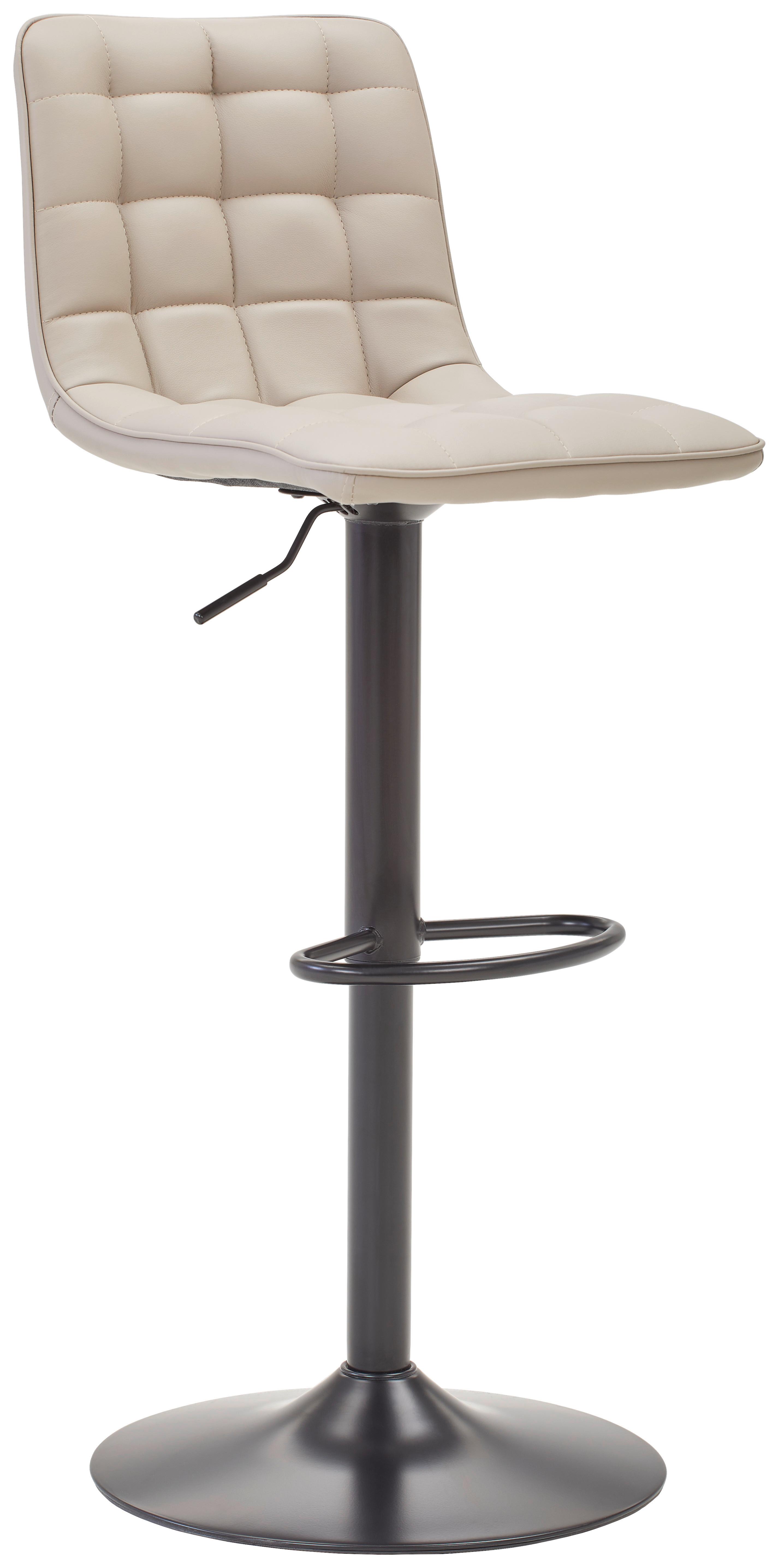 Barhocker Elias Cappuccino Höhenverstellbar, B: 42 Cm - Schwarz/Cappuccino, MODERN, Textil/Metall (42/109,5/52cm) - Livetastic