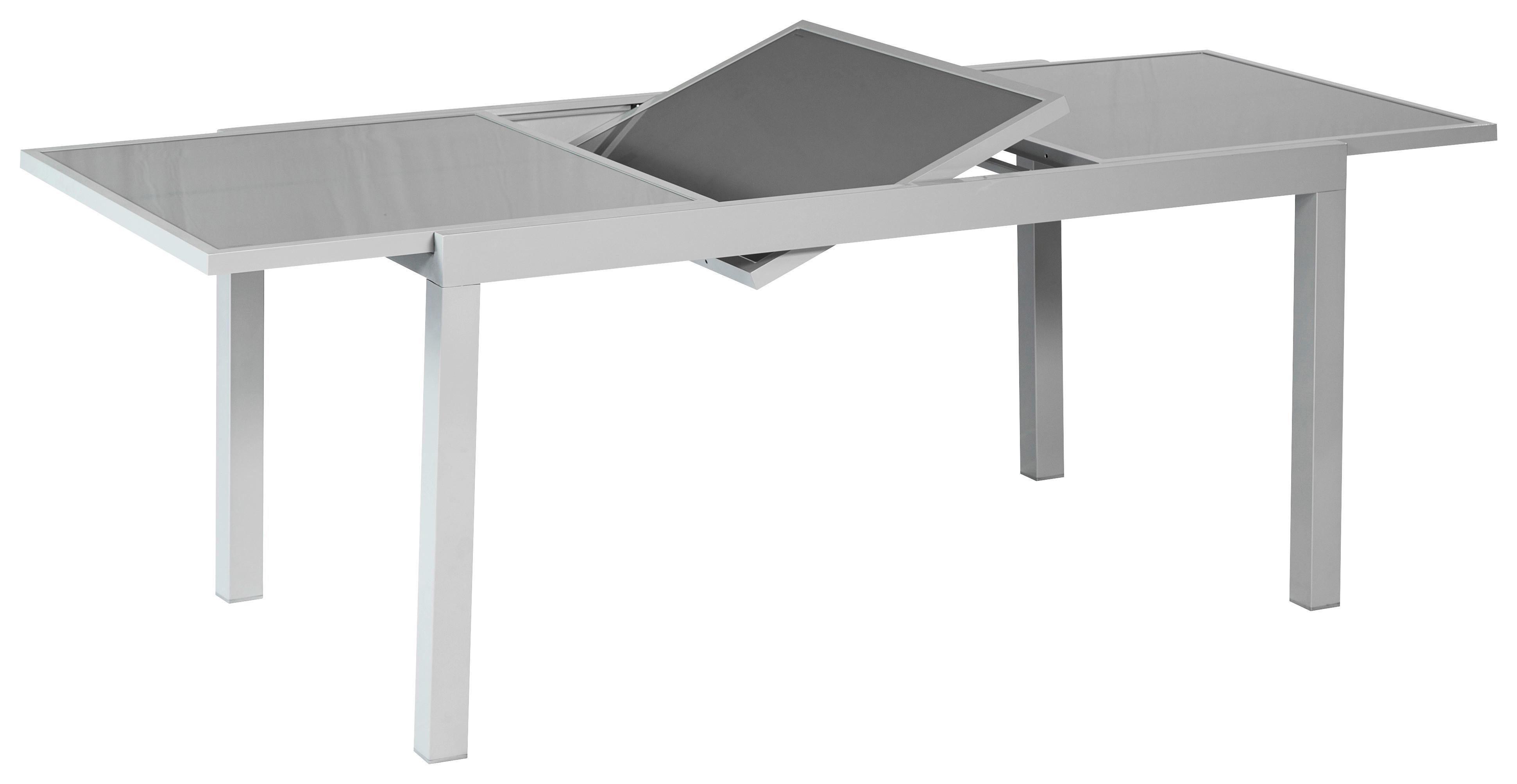 Gartentisch ausziehbar Metall/ Glas L: 140-200 cm - Silberfarben, KONVENTIONELL, Glas/Metall (140-200/90/75cm) - Gardenson