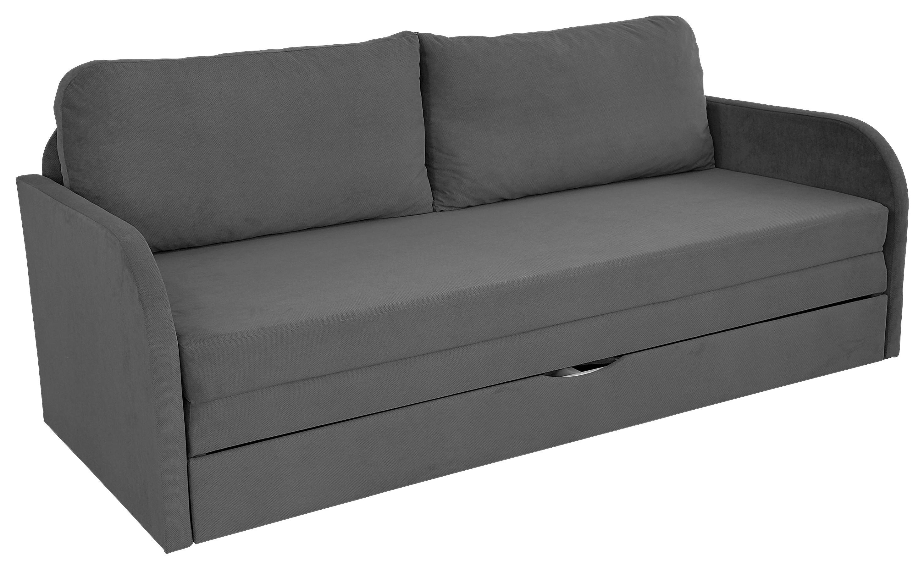 Schlafsofa mit Bettkasten Milan Dunkelgrau B: 203 cm - Dunkelgrau/Schwarz, Design, Textil (203/77/86cm) - MID.YOU