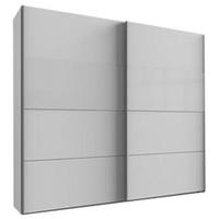 Skříň s posuvnými dveřmi Bramfeld,bílá/sklo bílé - bílá/barvy hliníku, Konvenční, kov/kompozitní dřevo (225/236/65cm)