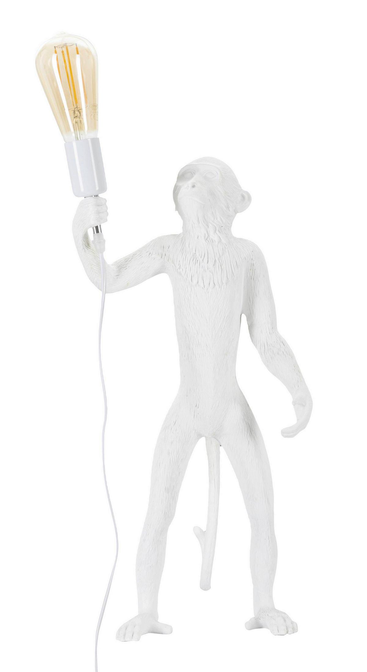 Tischleuchte Monkey White Weiß B: 20 cm - Weiß, Basics, Kunststoff (20/64/20cm)