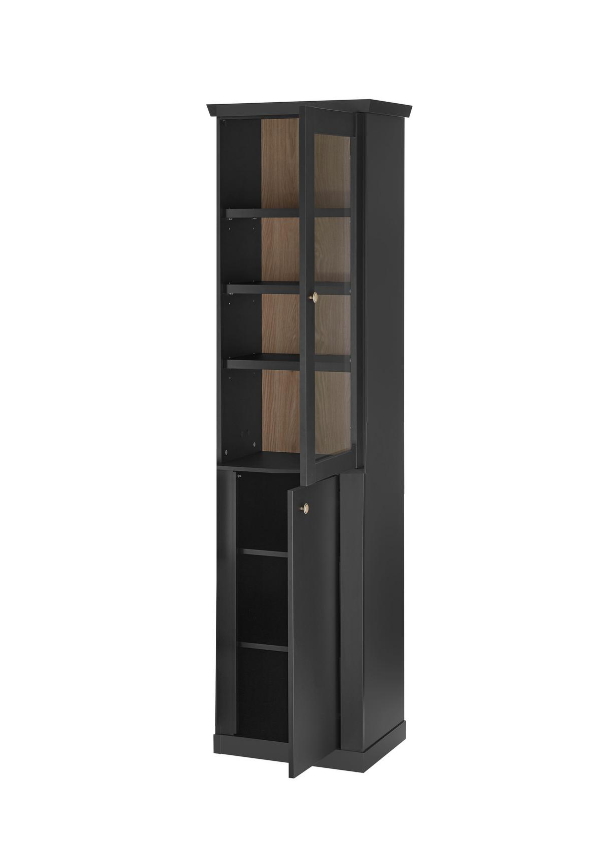 Vitrine Lincoln Schwarz/Eichefarben B: 55cm - Eichefarben/Schwarz, Design, Holzwerkstoff (55/200/39cm) - MID.YOU