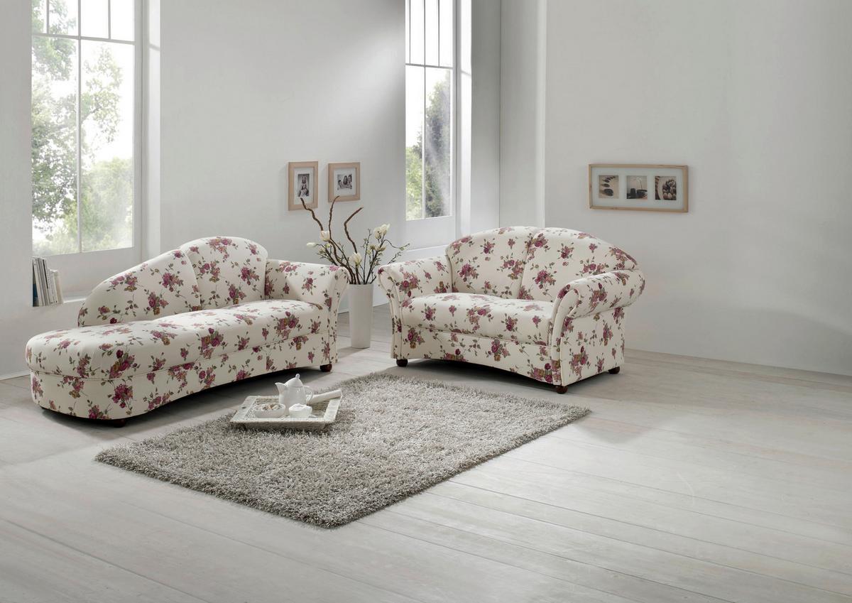 Recamiere Corona Rot/Beige, Blumen Design - Beige/Rot, Design, Textil (191/83/81cm) - Max Winzer