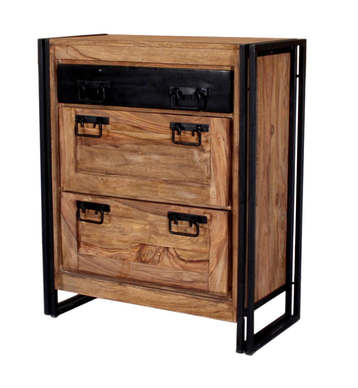 SCHUHSCHRANK Naturfarben/Schwarz B: 80cm - Schwarz/Naturfarben, Design, Holz/Metall (80/96/40cm) - MID.YOU
