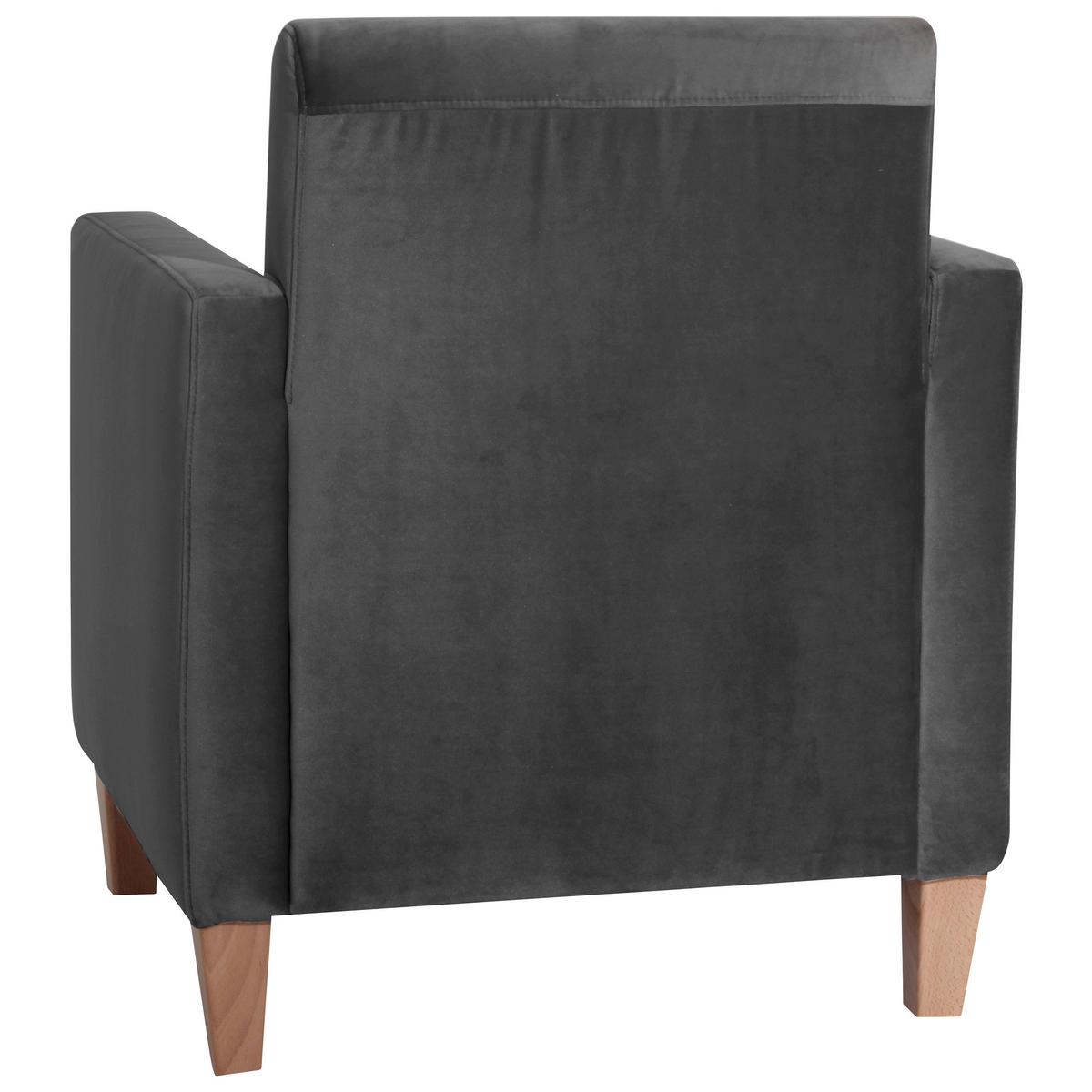Polstersessel Mit Armlehnen Milla Samt/velours Anthrazit - Anthrazit/Naturfarben, Design, Textil (71/81/70cm) - Max Winzer