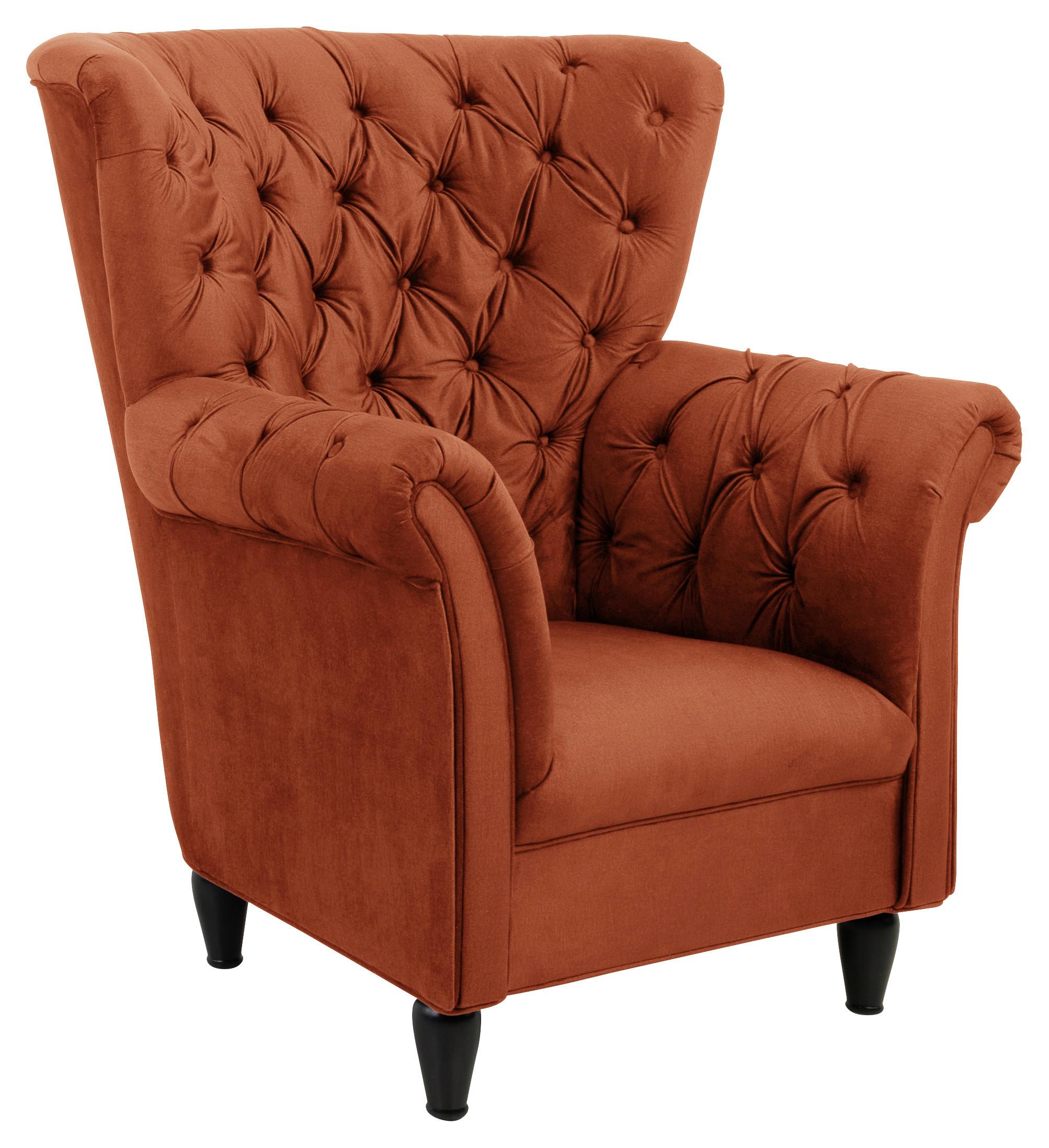 Ohrensessel Cupido - Rostfarben/Schwarz, Design, Textil (96/112/86cm) - MID.YOU