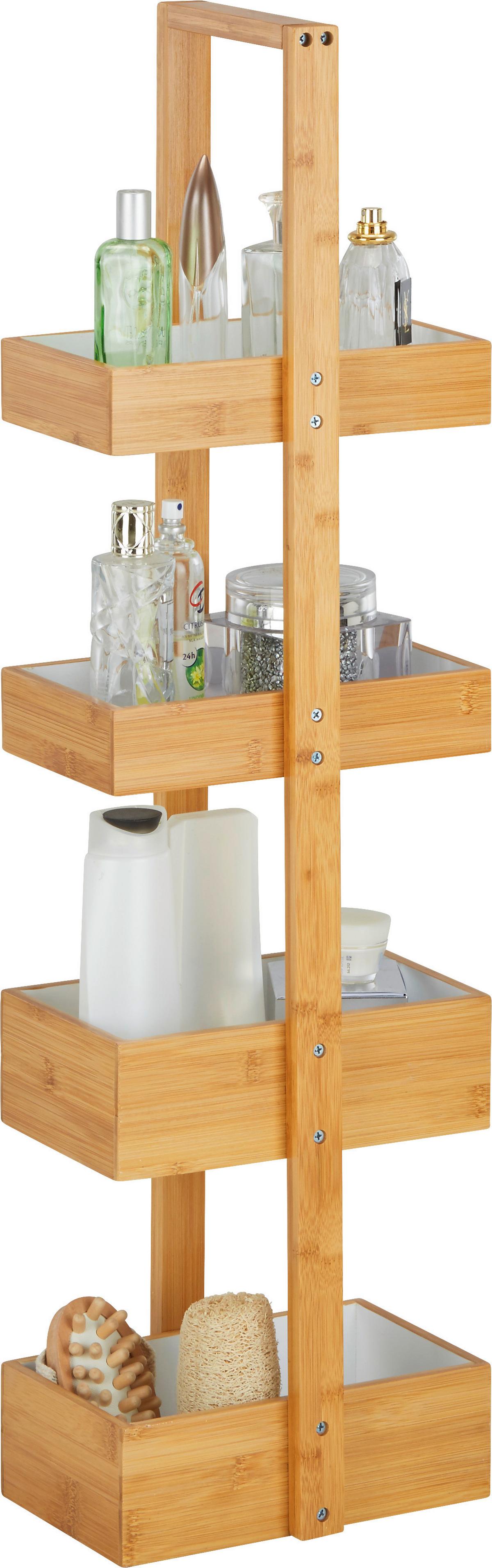 STOJACÍ REGÁL ANNI - biela/prírodná farba, Modern, drevo (25/88/18cm) - Mömax