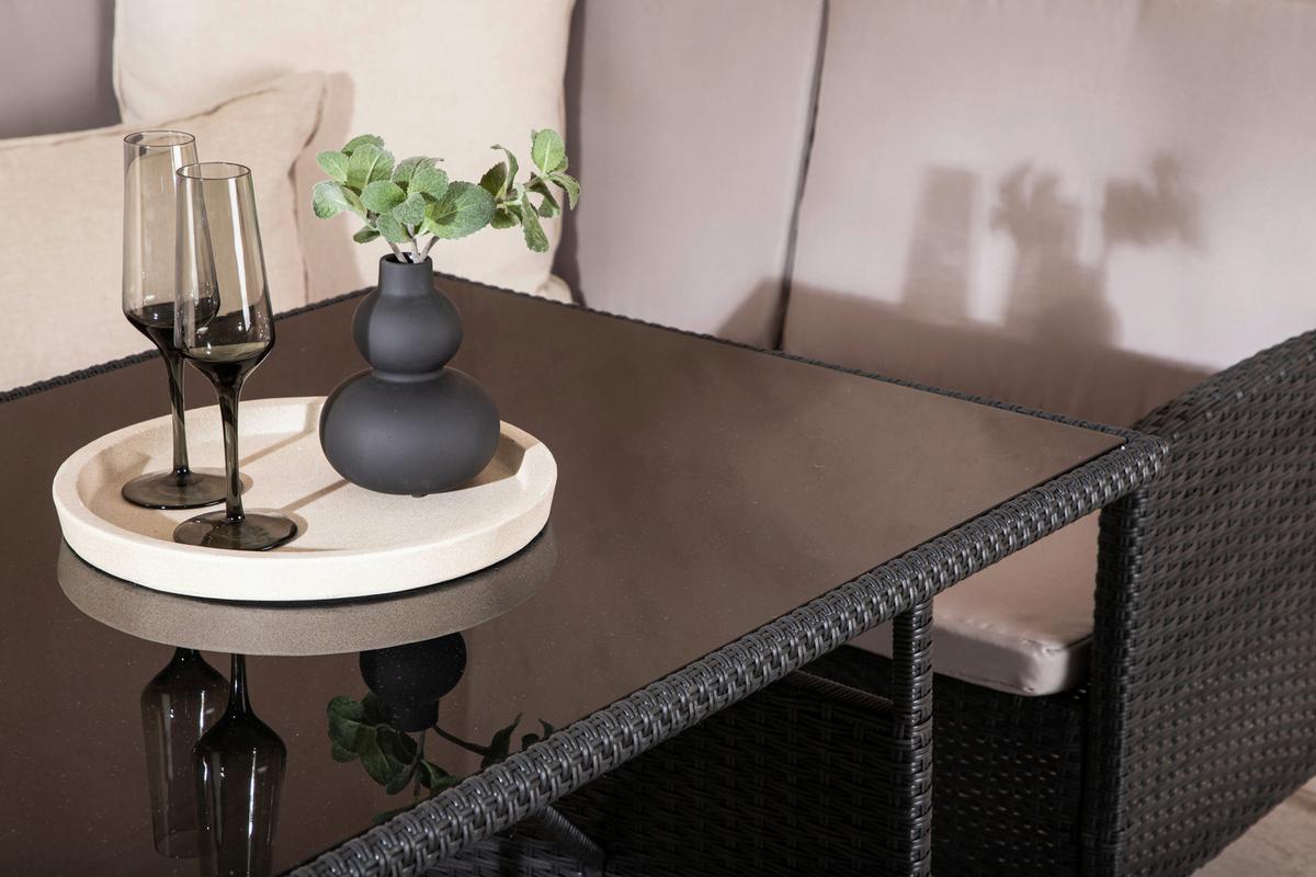 Loungegarnitur 4-Tlg Knock Kunststoff mit Kissen - Schwarz/Grau, KONVENTIONELL, Kunststoff - Gardenson