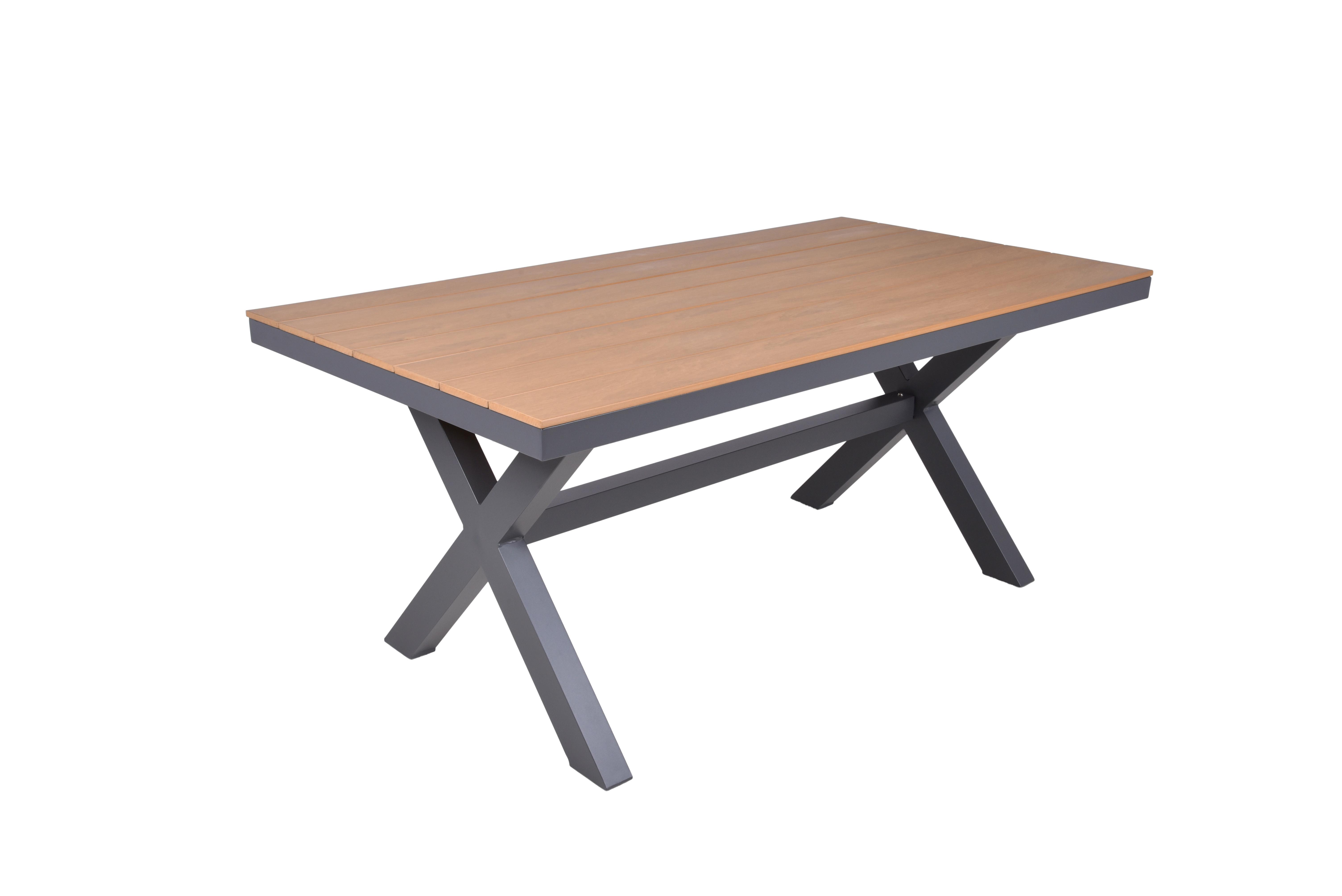 Gartentisch Silea - Anthrazit/Braun, Basics, Kunststoff/Metall (173/93,5/75cm) - Gardenson