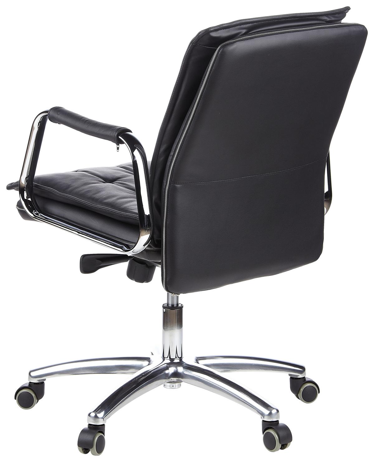 Chefsessel Villa Schwarz Bis 120 Kg - Silberfarben/Schwarz, Basics, Leder/Kunststoff (60/109/48cm) - MID.YOU