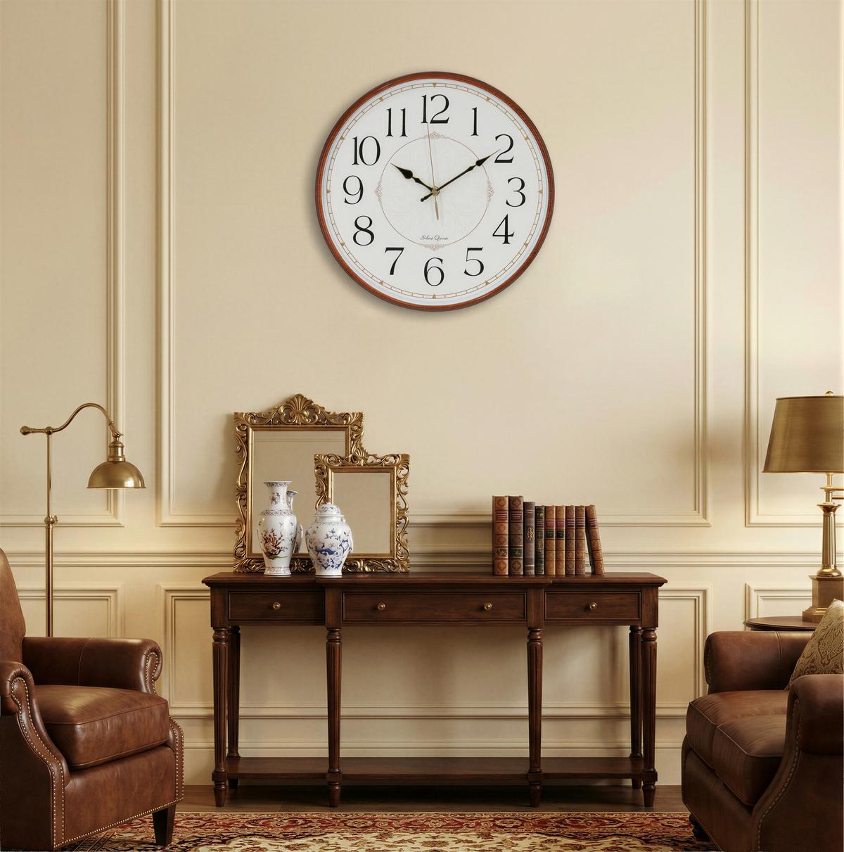 Wanduhr Anis - Rotbraun/Weiß, KONVENTIONELL, Glas/Papier (35/5cm) - Luca Bessoni