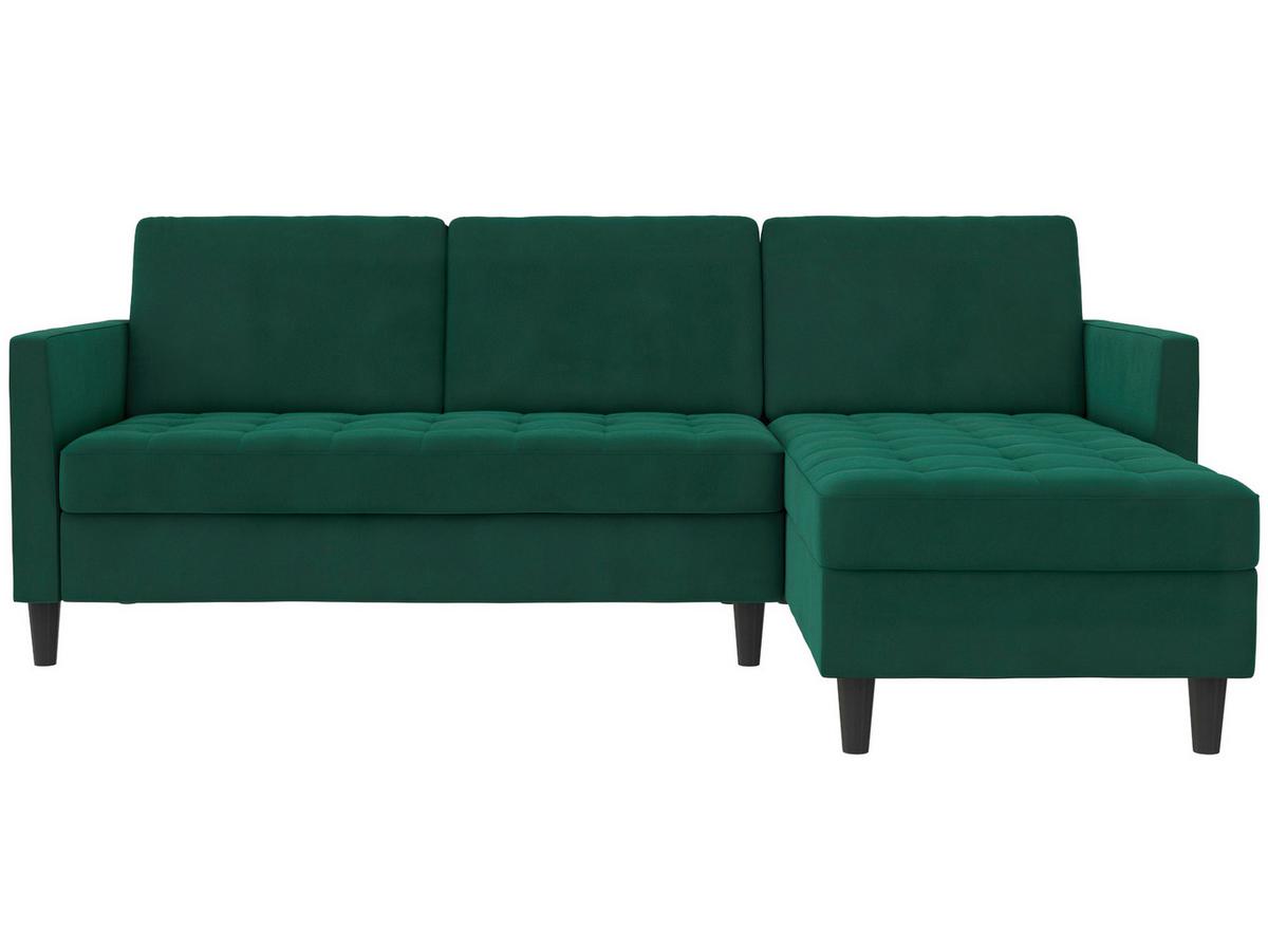 Ecksofa Palermo Dunkelgrün, mit Stauraum - Dunkelgrün/Schwarz, Basics, Textil (213/154cm) - Livetastic