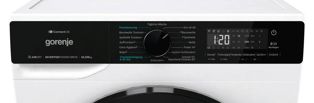 Waschtrockner WD2Pa1x64adw/At 10kg Waschen, 6kg Trocknen - Schwarz/Weiß, Basics, Glas/Kunststoff (59,5/84,5/61cm) - Gorenje