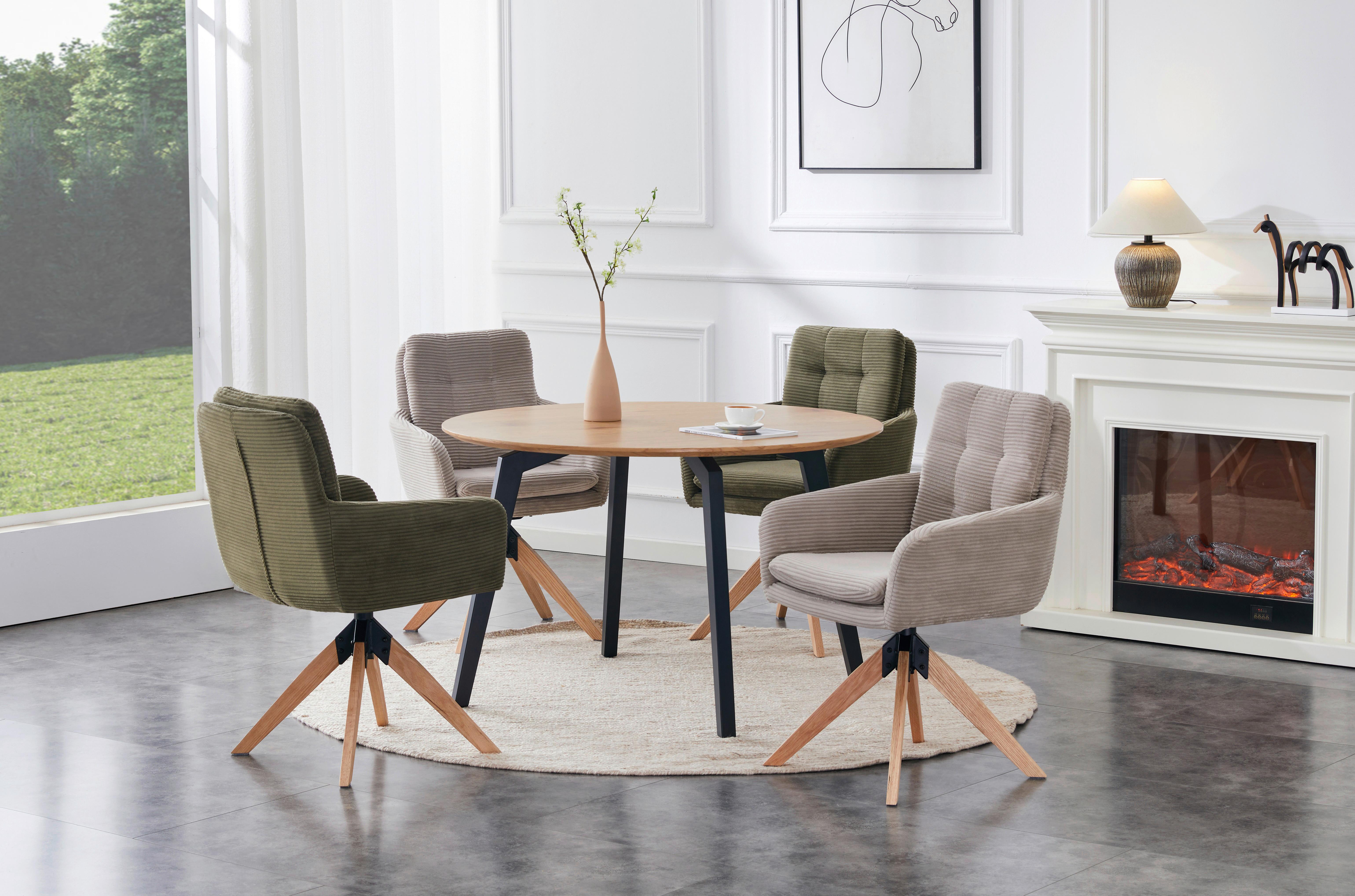Armlehnstuhl Matti Taupe, Sitzfläche 360° drehbar - Taupe/Naturfarben, KONVENTIONELL, Holz/Textil (60/93/65,5cm) - Livetastic