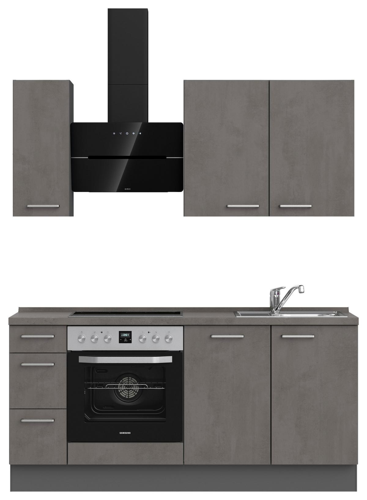 KUCHYNSKÝ BLOK BEZ SPOTREBIČO RIVA HIGH-LINE, H1 LINKS - farba ušľachtilej ocele/bridlicová, Modern, kov/kompozitné drevo (180cm) - Nobilia