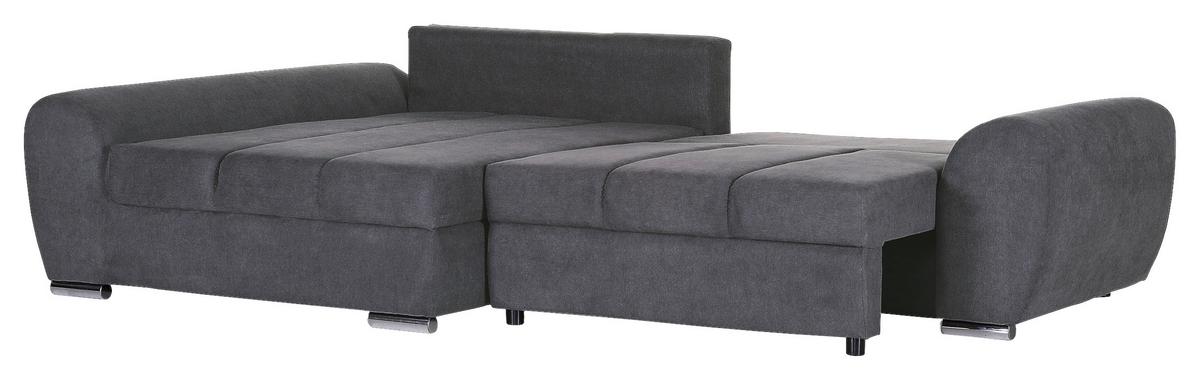 Ecksofa Mit Bettkasten Glasgow Dunkelgrau - Chromfarben/Dunkelgrau, KONVENTIONELL, Textil (175/270cm) - MID.YOU