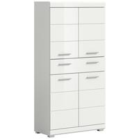 Midischrank Scout Weiß Hg B: 74 cm - Weiß Hochglanz/Silberfarben, MODERN, Holzwerkstoff (74/141/31cm) - MID.YOU