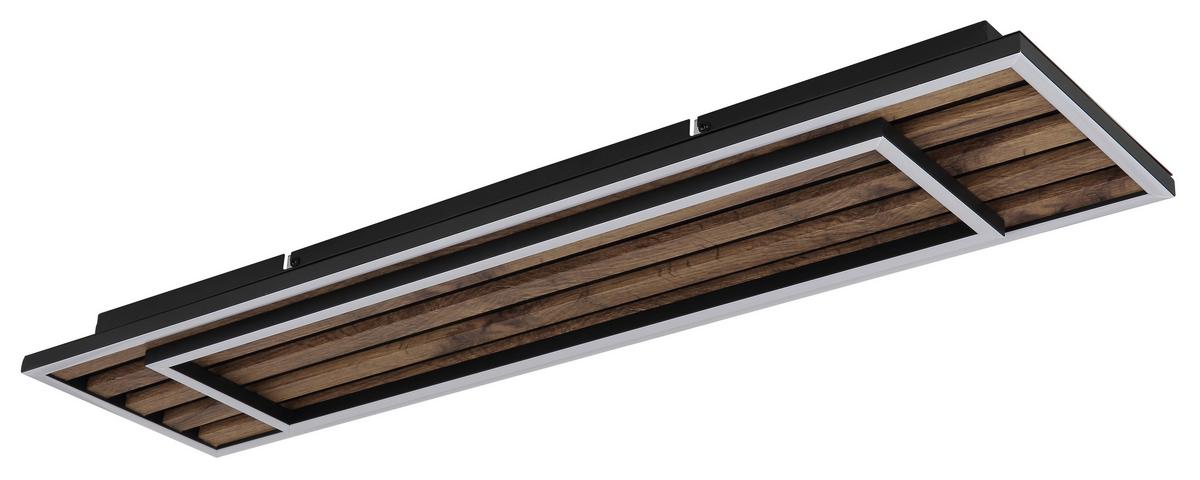 LED-DECKENLEUCHTE 67345D2 WOODY - Dunkelbraun/Schwarz, Natur, Holzwerkstoff/Kunststoff (80/20/6cm) - Globo